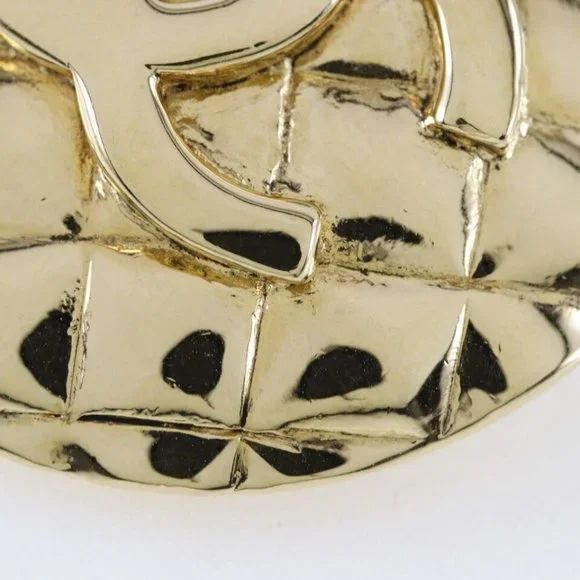 CHANEL COCO Mark Earring Matelasse Plated Gold 37.5g Women - Picture 4 of 16